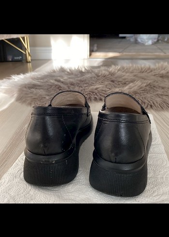 38 Beden siyah Renk Siyah Deri Tokalı Kadın Loafer