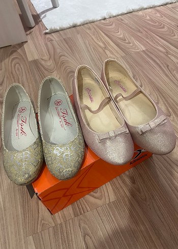 Pembe Simli Nakışlı Kız Babet Ayakkabı 35ve 32 numara
