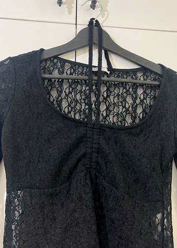 Addax Dantelli Siyah Gotik Kadın Bluz