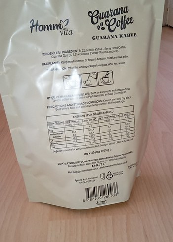 HOMMA Vita Guarana Coffee 30'lu Paket - Görsel 2