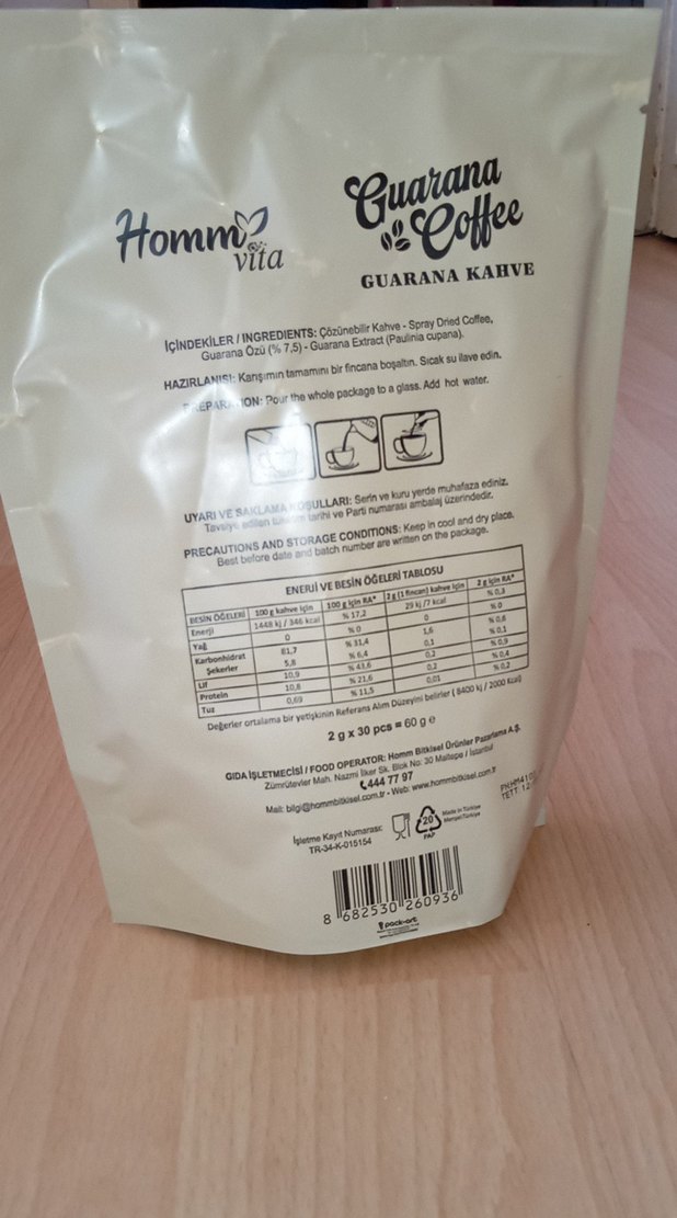 HOMMA Vita Guarana Coffee 30'lu Paket - Görsel 2