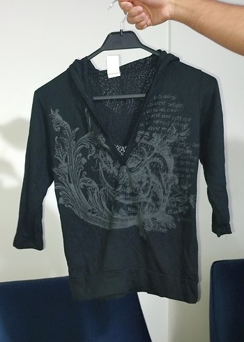 Goth Desenli Siyah GOTİK VİNTAGE UZUN KOLLU BLUZ DANTELli