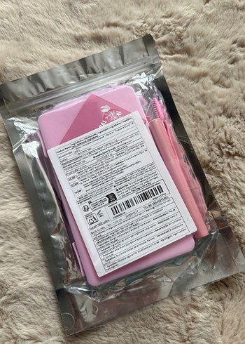 Pembe Kirpik Seti cımbız yapıştırıcı fırça - Görsel 3