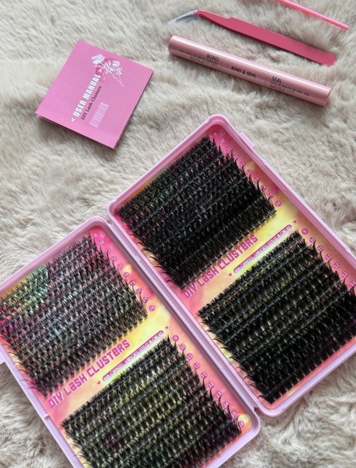 Pembe Kirpik Seti cımbız yapıştırıcı fırça - Görsel 2