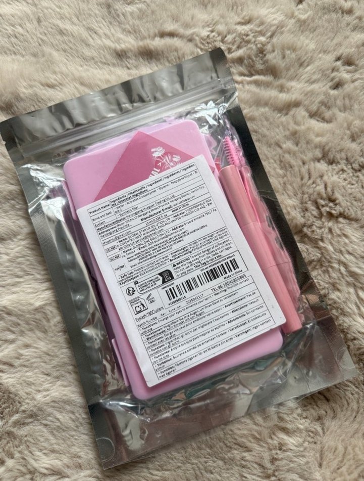 Pembe Kirpik Seti cımbız yapıştırıcı fırça - Görsel 3