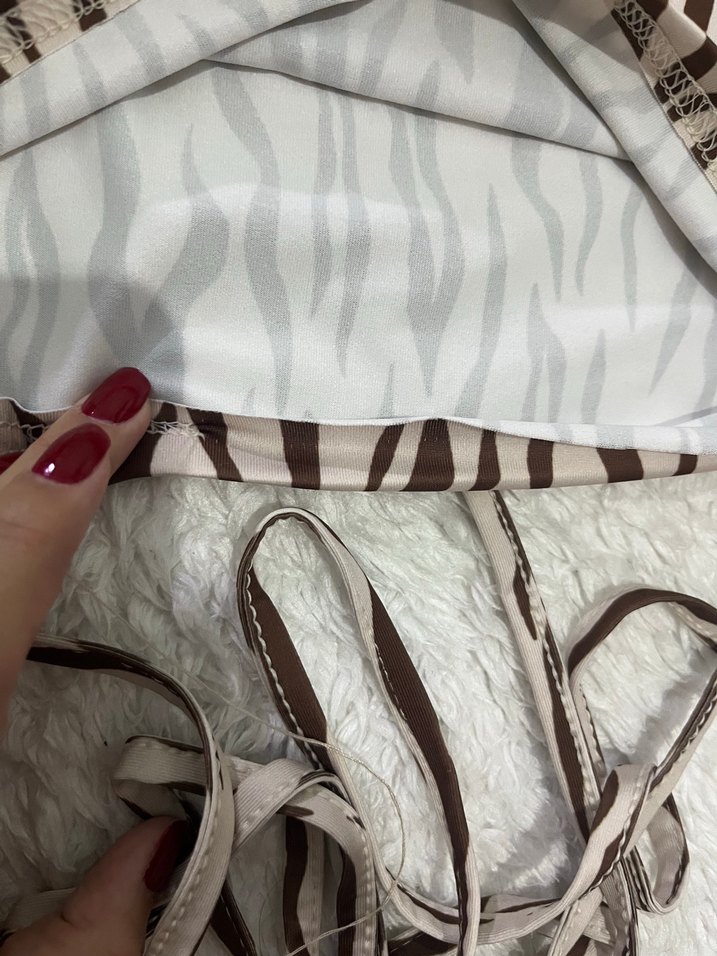 Kahverengi Zebra Desenli Kadın Bluz - Görsel 3