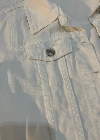 kiz cocuk beyaz jean ceket - Görsel 2