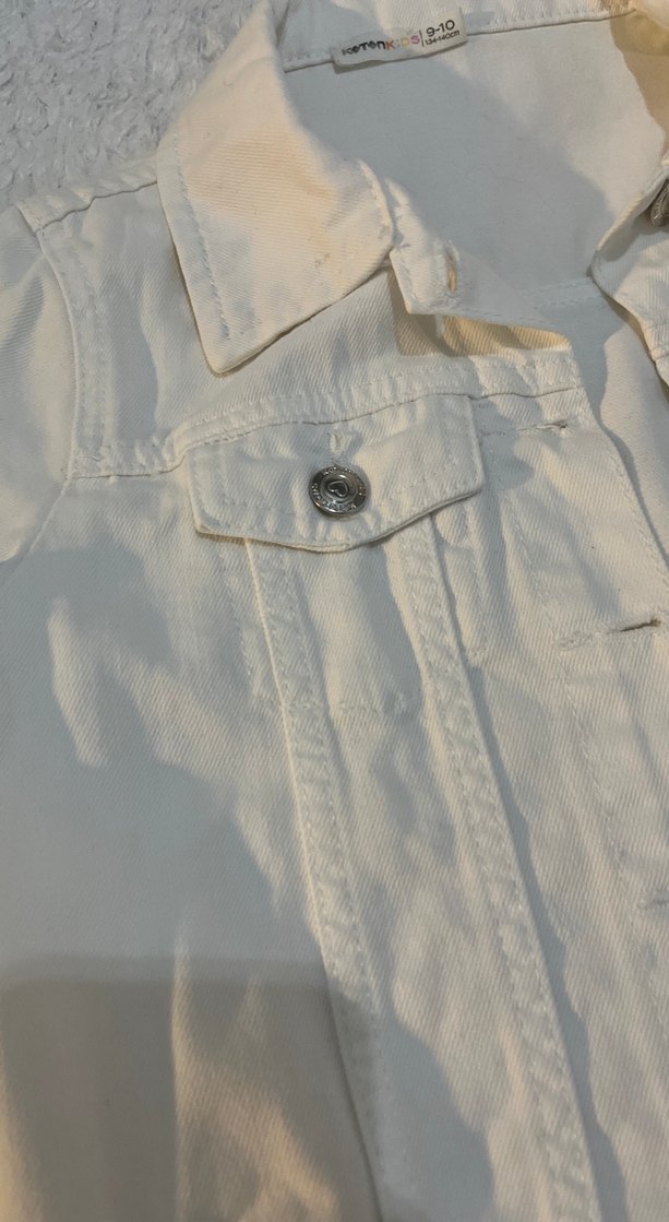 kiz cocuk beyaz jean ceket - Görsel 2