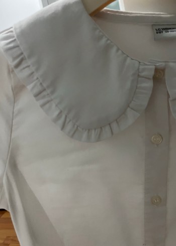 Kız Çocuk Beyaz Fırfırlı Pamuklu Gömlek - Görsel 3