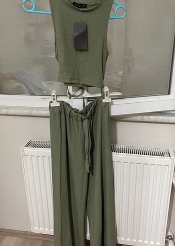 İkili ince kumaş crop takım