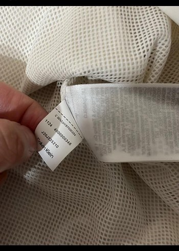 Calvin Klein Kadın Beyaz Keten Kapüşonlu yagmurluk - Görsel 7