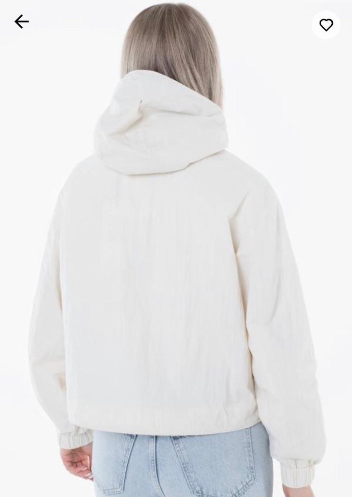 Calvin Klein Kadın Beyaz Keten Kapüşonlu yagmurluk - Görsel 4
