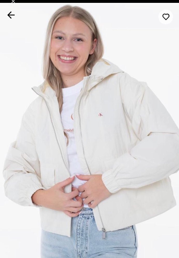 Calvin Klein Kadın Beyaz Keten Kapüşonlu yagmurluk - Görsel 5