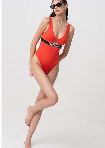 Kırmızı Calvin Klein Kemerli Kadın Mayo - Görsel 4