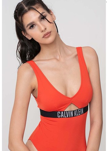 Kırmızı Calvin Klein Kemerli Kadın Mayo - Görsel 3