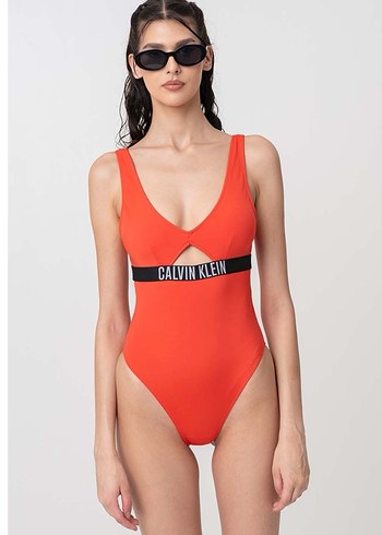 Kırmızı Calvin Klein Kemerli Kadın Mayo - Görsel 2