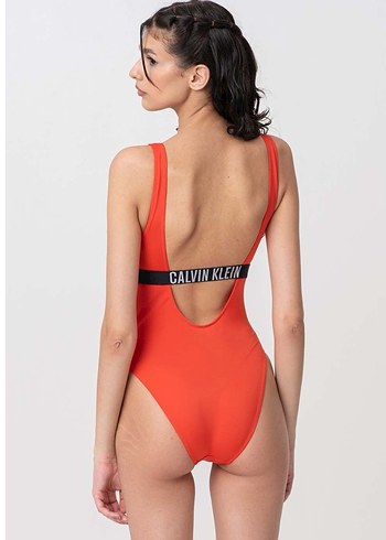 Kırmızı Calvin Klein Kemerli Kadın Mayo - Görsel 5