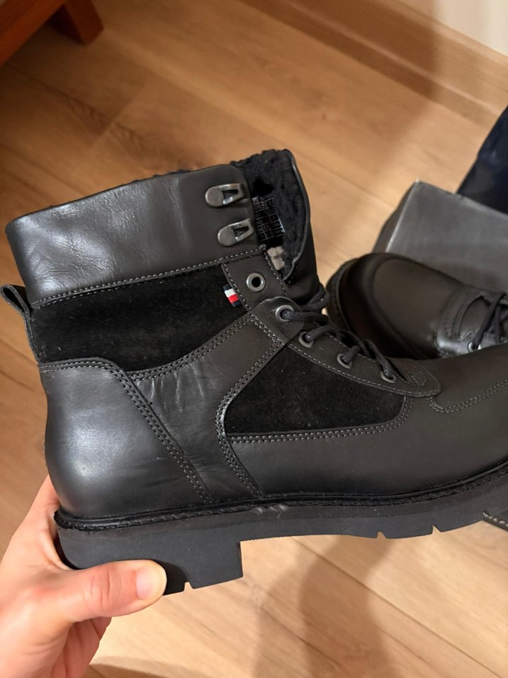 Tommy Hilfiger Siyah Deri Erkek Bot - Görsel 5