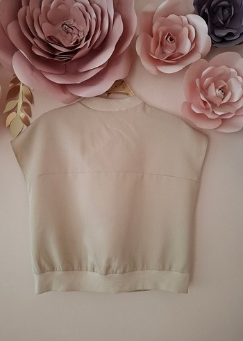 m Beden Zara Bej Kolsuz Mini Düğmeli Yelek