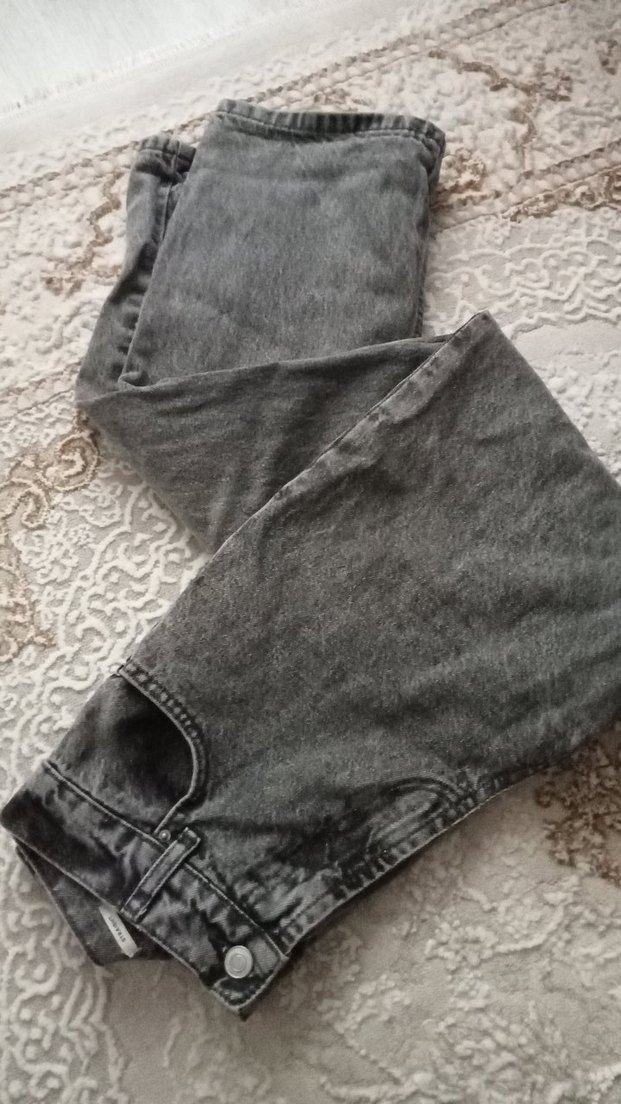 Gri Kadın Bol Kesim Denim Jean - Görsel 3