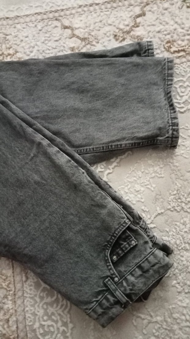 Gri Kadın Bol Kesim Denim Jean - Görsel 2