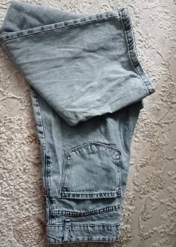 mavi Bol Kesim Midi Denim Kadın Pantolon - Görsel 4