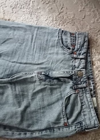 mavi Bol Kesim Midi Denim Kadın Pantolon - Görsel 3