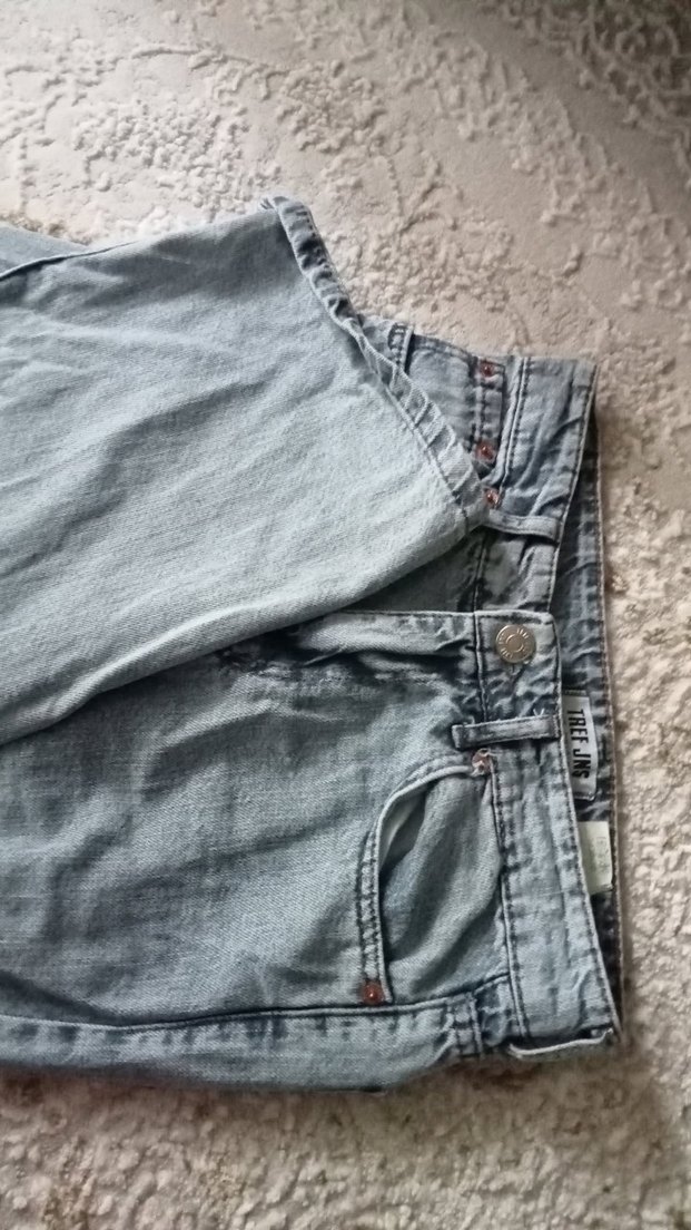 mavi Bol Kesim Midi Denim Kadın Pantolon - Görsel 5