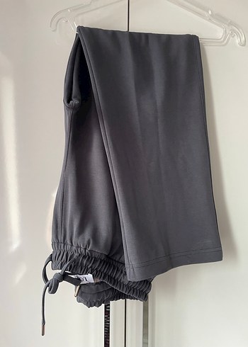 Gri Salaş Midi Kumaş Kadın Pantolon - Görsel 5