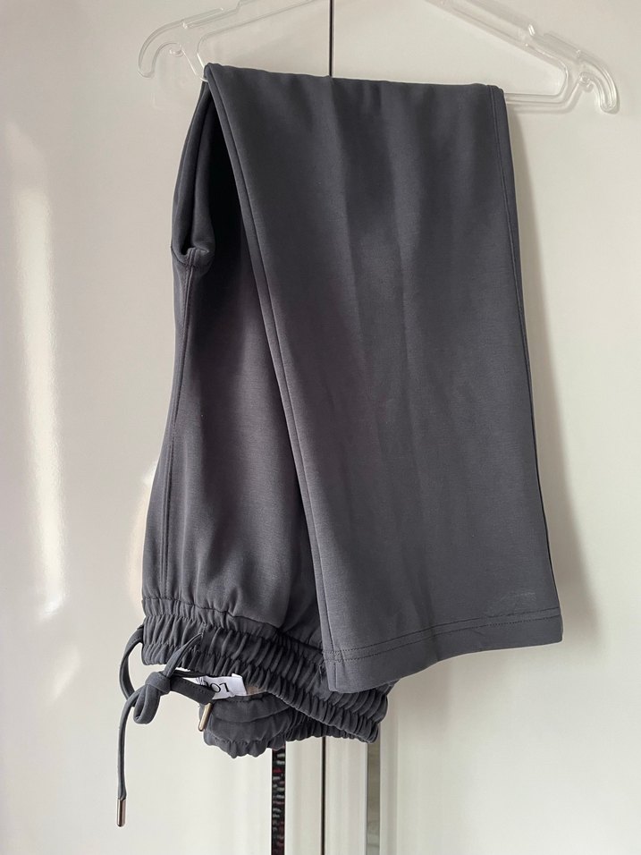 Gri Salaş Midi Kumaş Kadın Pantolon - Görsel 5