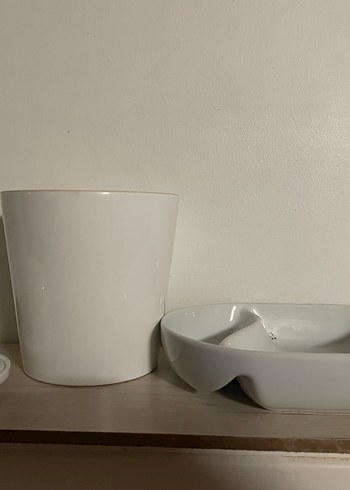 Beyaz Gri Çağdaş Desensiz Tabak ve Kupa - Görsel 2