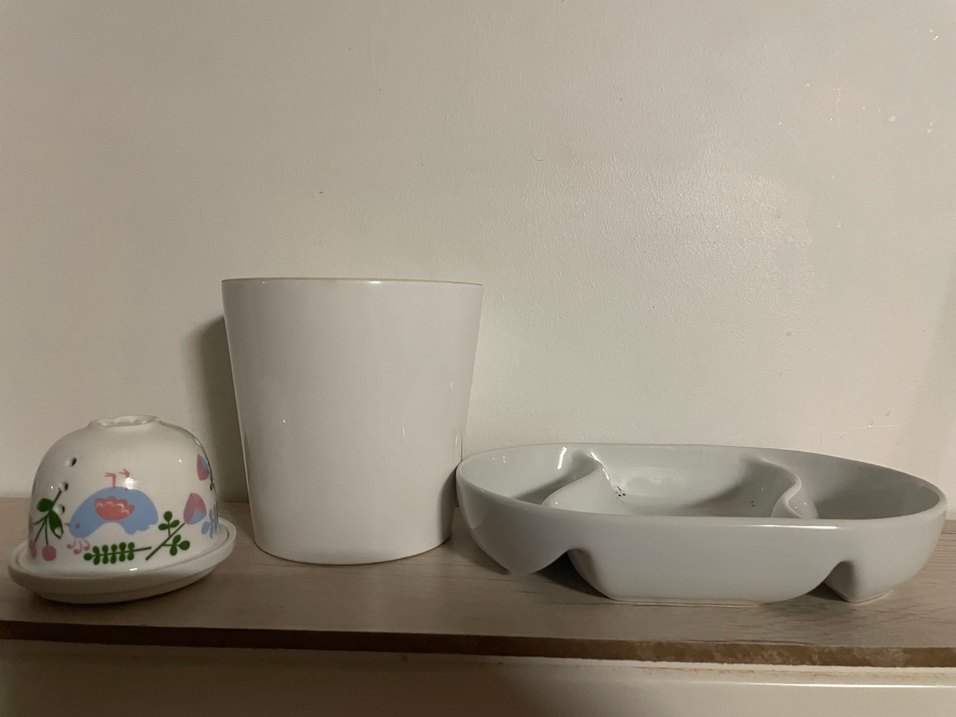 Beyaz Gri Çağdaş Desensiz Tabak ve Kupa - Görsel 2