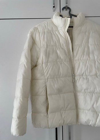 Beyaz Fermuarlı Kadın Kışlık Mont - Görsel 3