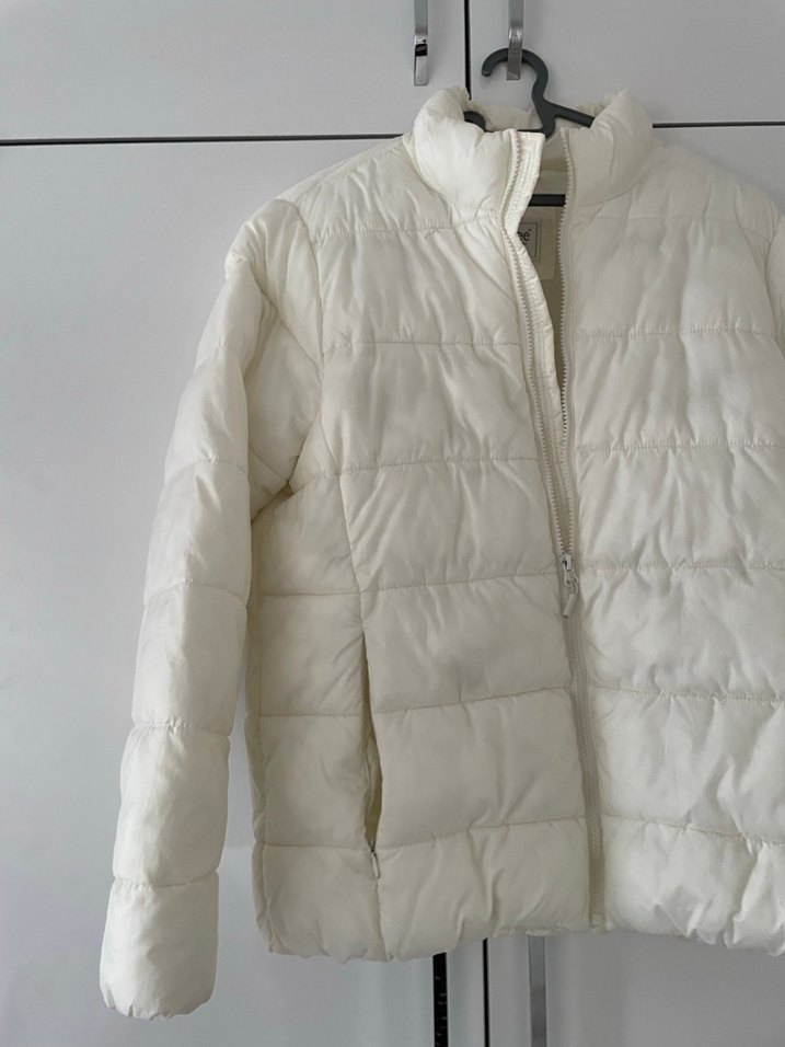 Beyaz Fermuarlı Kadın Kışlık Mont - Görsel 3