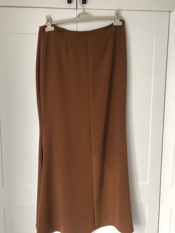 Bej Drapeli Uzun Kadın Etek - Görsel 5