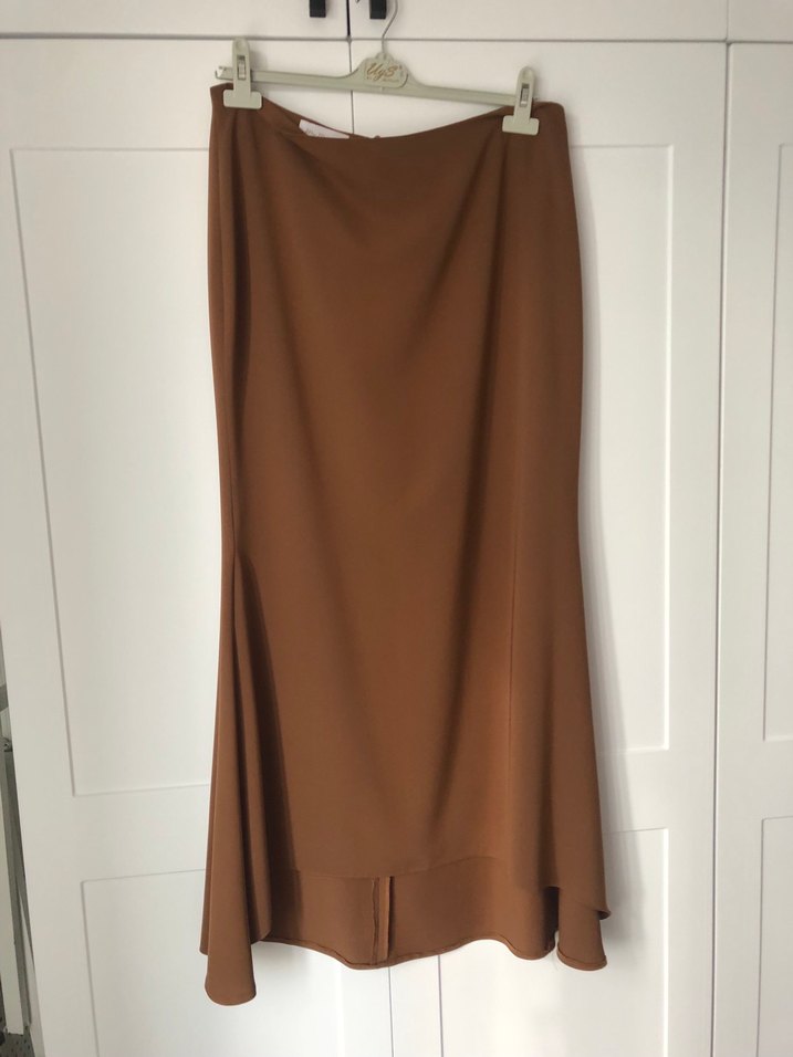 Bej Drapeli Uzun Kadın Etek - Görsel 4