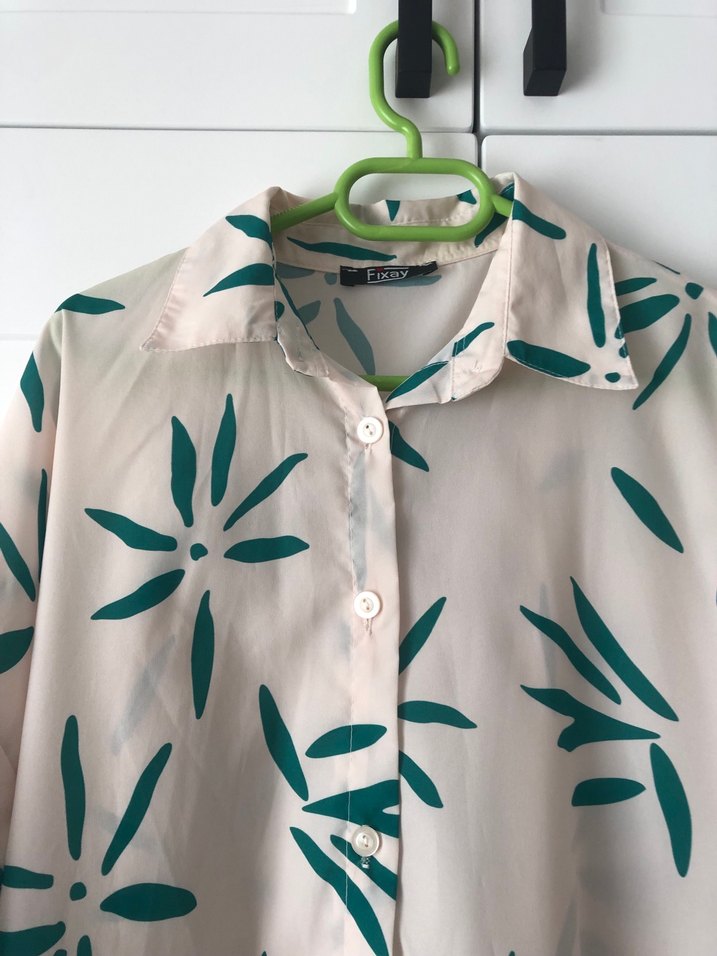 Yeşil Desenli Uzun Kollu Kadın Gömlek - Görsel 2