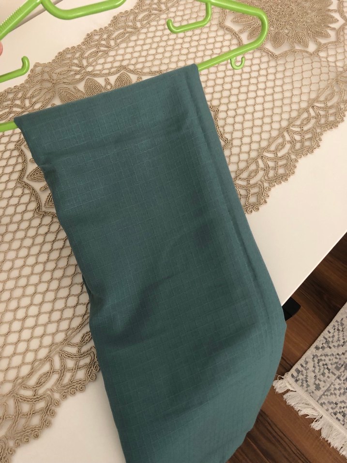 Drapeli Yeşil Keten Kadın Şal - Görsel 3