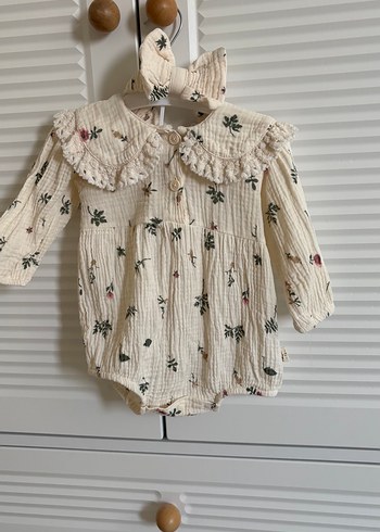 Diğer Dantel Detaylı Beyaz Nakışlı Bebek Tulum