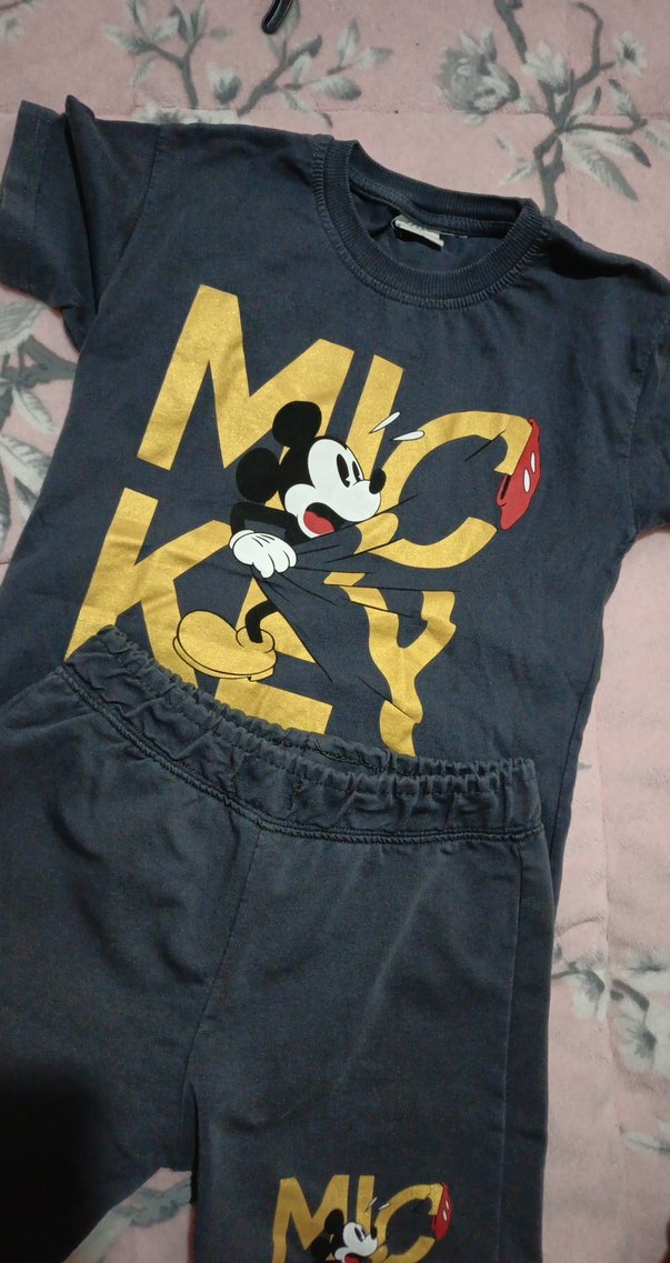 Siyah Baskılı Mickey Erkek Şort Takım - Görsel 2