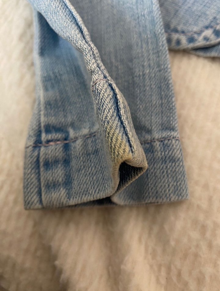 Düğmeli Kadın Kot Ceket, Normal Boy, Mavi - Görsel 5