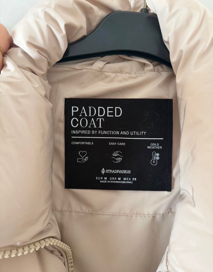 Stradivarious Bej Uzun Kadın Kışlık Mont - Görsel 3