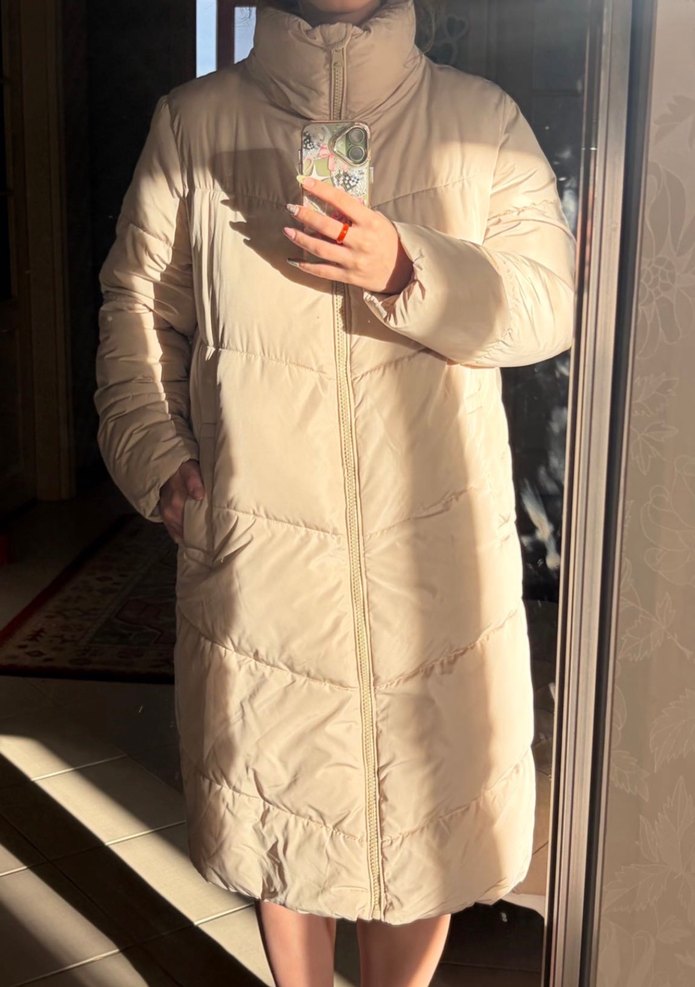 Stradivarious Bej Uzun Kadın Kışlık Mont - Görsel 2