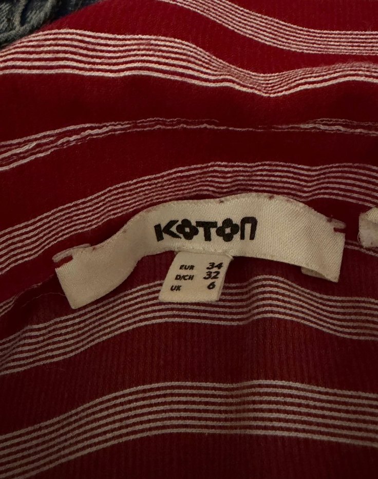 Kırmızı Çizgili Düğmeli Kadın Gömlek - Görsel 3