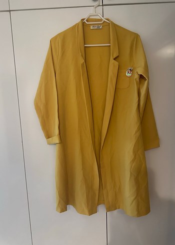 Sarı Düğmeli Midi Kadın blazer