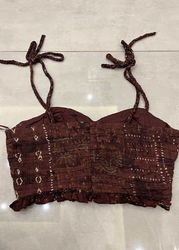 pull&bear kahverengi crop üst - Görsel 2