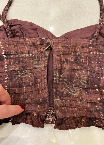 pull&bear kahverengi crop üst - Görsel 3