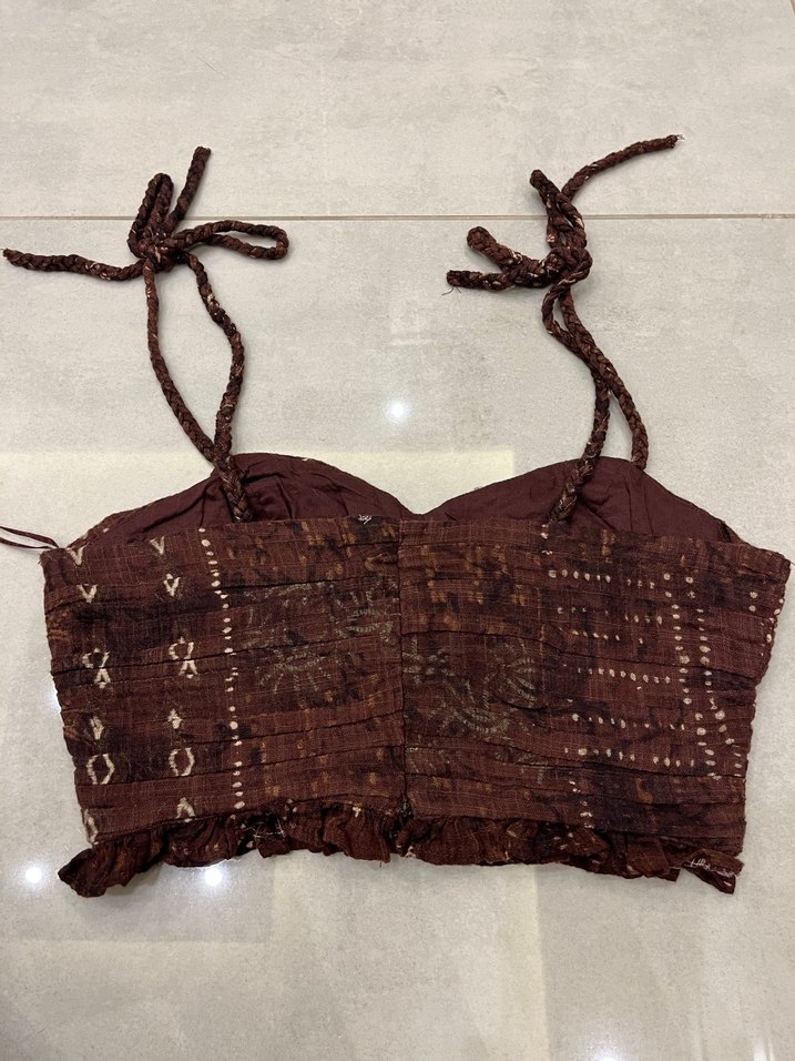 pull&bear kahverengi crop üst - Görsel 2