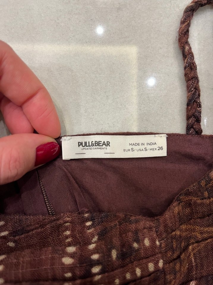 pull&bear kahverengi crop üst - Görsel 4