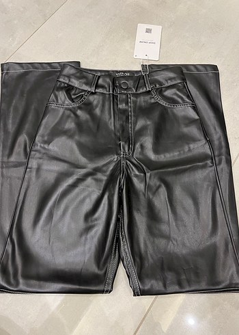 vatkalı siyah deri pantolon - Görsel 3